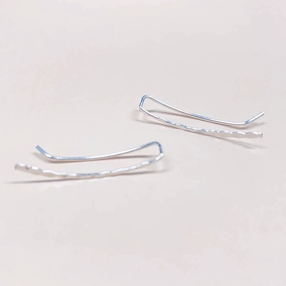 "Devotion” Minimalist Hammered Metal Climber/Crawler Dainty Gold/Silver Earrings - Picture 6 of 7